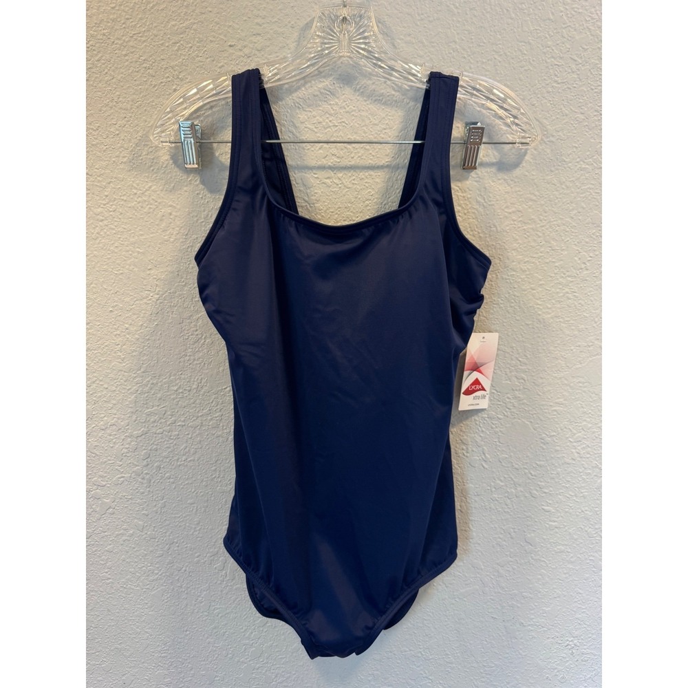 Lands' End Deep Sea Navy Lycra Xtra Life One Piece Swimsuit 510136 Size 10 NEW